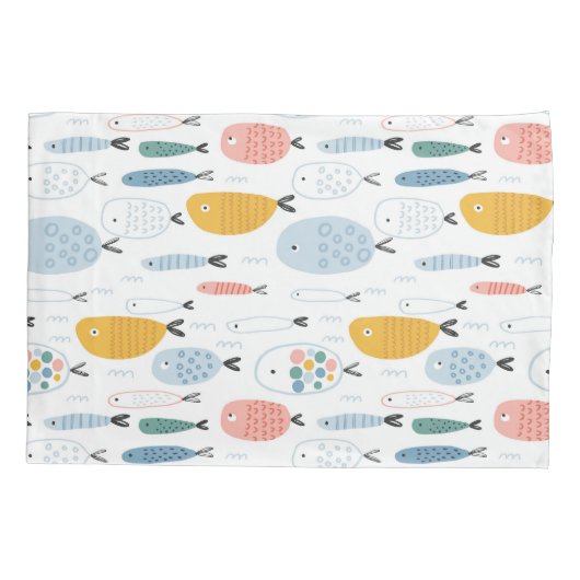 Cute Doodle School of Fish Pattern Kussensloop (Achterkant)