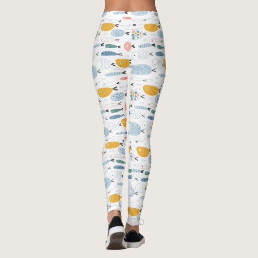 Cute Doodle School of Fish Pattern Leggings (Achterkant)