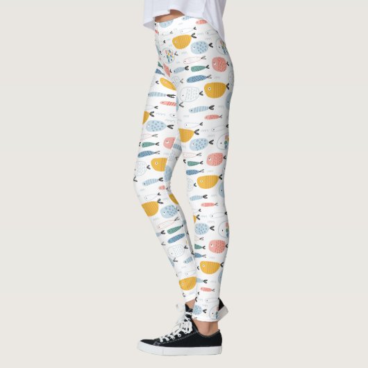 Cute Doodle School of Fish Pattern Leggings (Links)