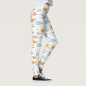 Cute Doodle School of Fish Pattern Leggings (Rechts)