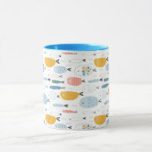 Cute Doodle School of Fish Pattern Mok (Midden)