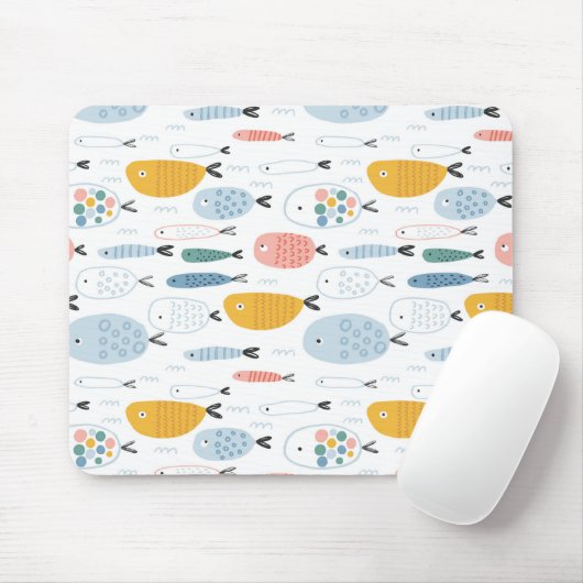 Cute Doodle School of Fish Pattern Muismat (Met muis)