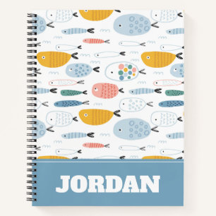 Cute Doodle School of Fish Pattern Notitieboek