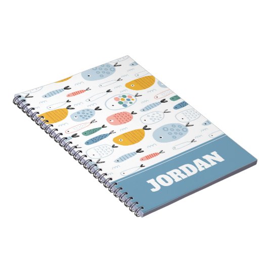 Cute Doodle School of Fish Pattern Notitieboek (Rechterzijde)