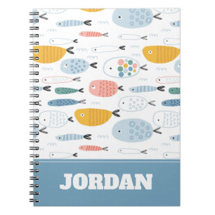 Cute Doodle School of Fish Pattern Notitieboek