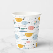 Cute Doodle School of Fish Pattern Papieren Bekers (Achterkant)
