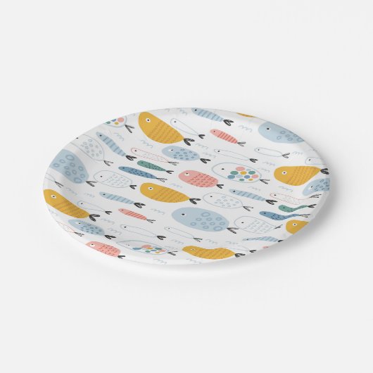 Cute Doodle School of Fish Pattern Papieren Bordje (Gekanteld)