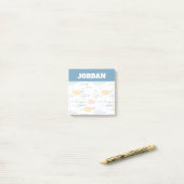 Cute Doodle School of Fish Pattern Post-it® Notes (Op bureau)