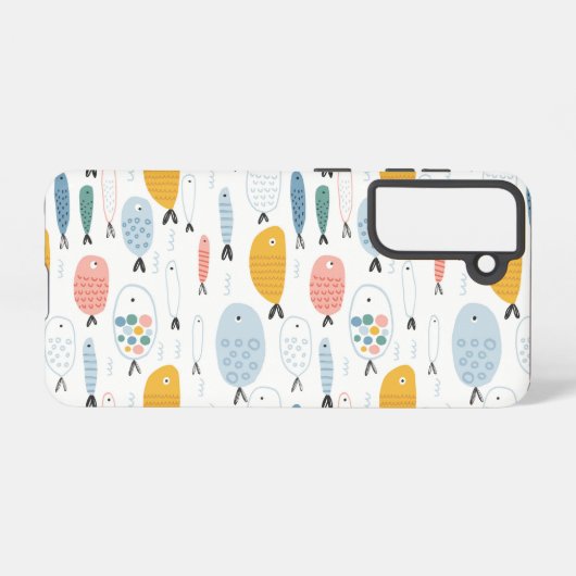Cute Doodle School of Fish Pattern Samsung Galaxy Hoesje (Achterkant horizontaal)