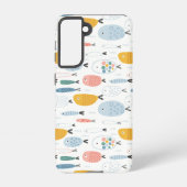 Cute Doodle School of Fish Pattern Samsung Galaxy Hoesje (Achterkant)
