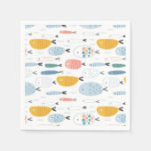 Cute Doodle School of Fish Pattern Servet (Voorkant)