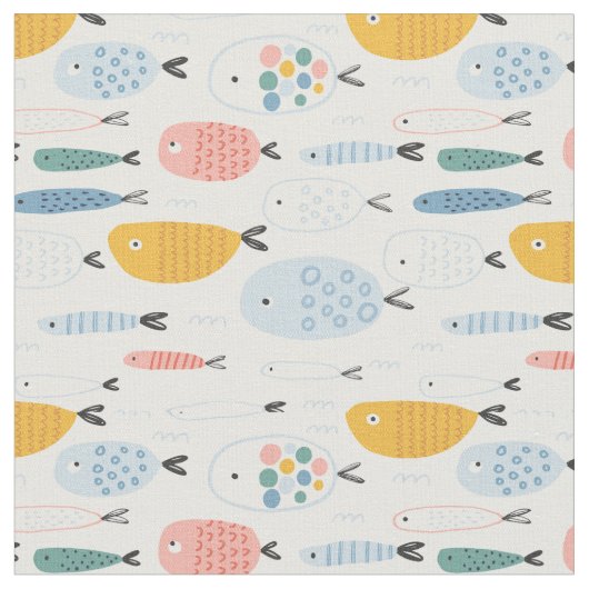 Cute Doodle School of Fish Pattern Stof (Close Up)