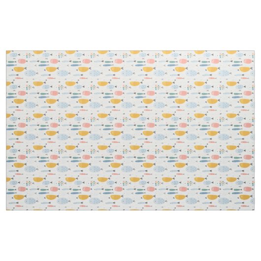 Cute Doodle School of Fish Pattern Stof (Fat Quarter)