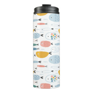 Cute Doodle School of Fish Pattern Thermosbeker