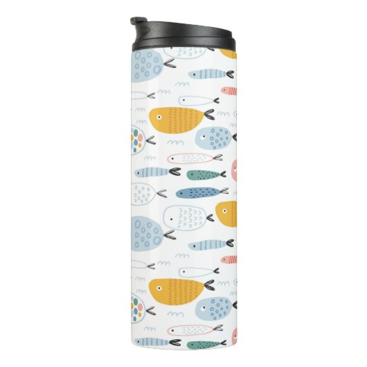 Cute Doodle School of Fish Pattern Thermosbeker (Geroteerd rechts)