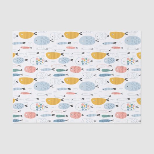 Cute Doodle School of Fish Pattern Tissuepapier (Voorkant)