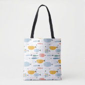 Cute Doodle School of Fish Pattern Tote Bag (Voorkant)