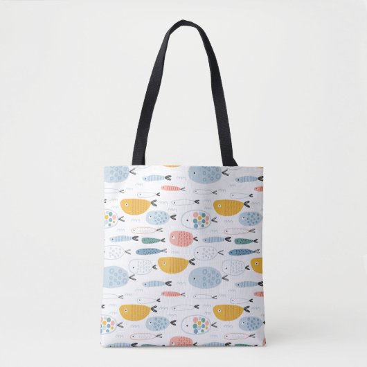 Cute Doodle School of Fish Pattern Tote Bag (Voorkant)