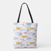 Cute Doodle School of Fish Pattern Tote Bag (Achterkant)