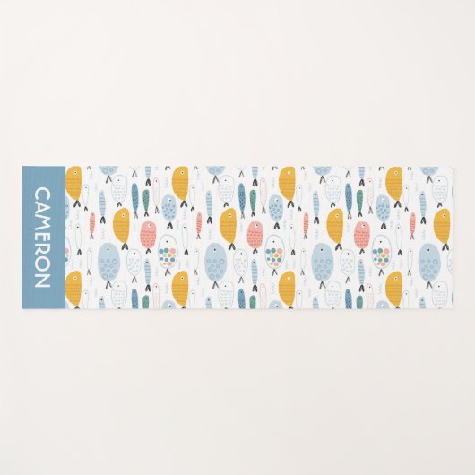 Cute Doodle School of Fish Pattern Yogamat (Voorkant (horizontaal))