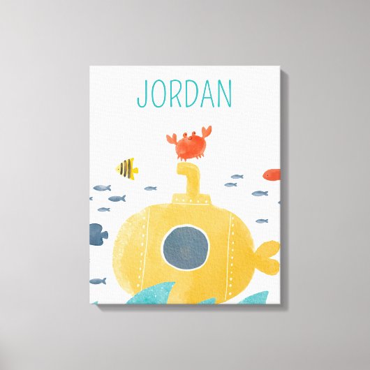 Cute Doodle Submarine | Onderzoek Canvas Afdruk (Voorkant)