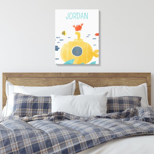 Cute Doodle Submarine | Onderzoek Canvas Afdruk (Insitu (Slaapkamer))