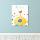 Cute Doodle Submarine | Onderzoek Canvas Afdruk (Insitu (Houten vloer))