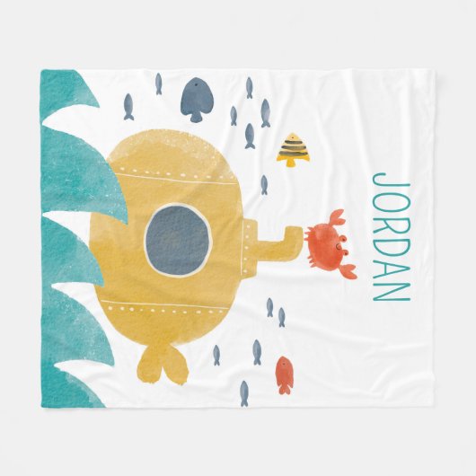 Cute Doodle Submarine | Onderzoek Fleece Deken (Voorkant (Horizontaal))