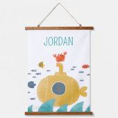 Cute Doodle Submarine | Onderzoek Hangend Wandkleed (Voorkant)