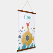 Cute Doodle Submarine | Onderzoek Hangend Wandkleed (Gebogen)