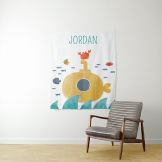 Cute Doodle Submarine | Onderzoek Wandkleed