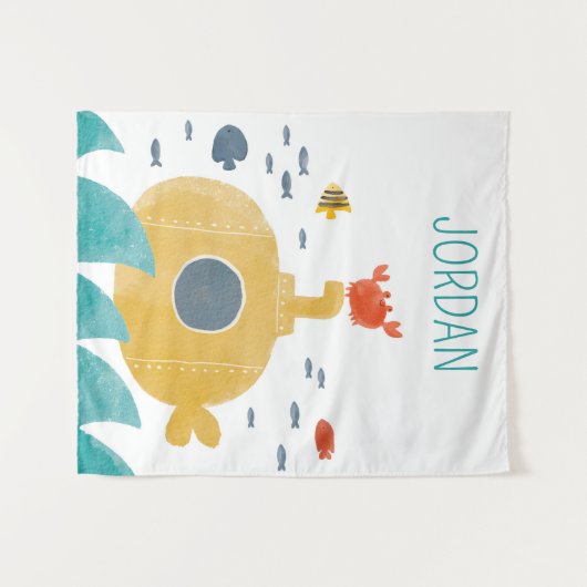 Cute Doodle Submarine | Onderzoek Wandkleed (Voorkant (horizontaal))