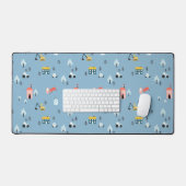 Cute Doodle Town Scene Patroon Bureaumat (Keyboard & Muis)