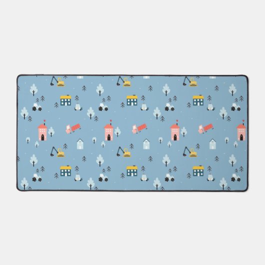 Cute Doodle Town Scene Patroon Bureaumat (Voorkant)