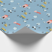 Cute Doodle Town Scene Patroon Cadeaupapier (Hoek)