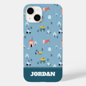 Cute Doodle Town Scene Patroon Case-Mate iPhone Case (Achterkant)