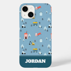 Cute Doodle Town Scene Patroon Case-Mate iPhone 14 Hoesje