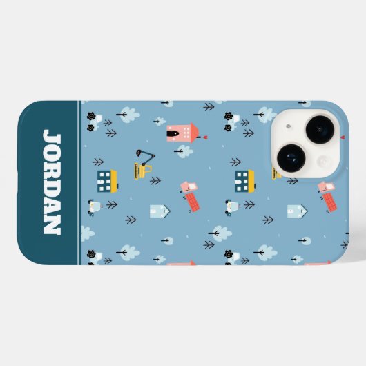 Cute Doodle Town Scene Patroon Case-Mate iPhone Case (Achterkant (horizontaal))