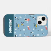 Cute Doodle Town Scène Patroon iPhone Hoesje (Achterkant horizontaal)