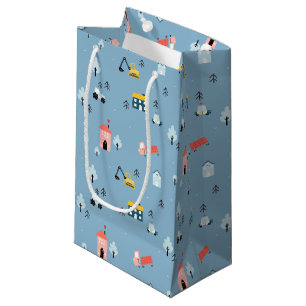 Cute Doodle Town Scene Patroon Klein Cadeauzakje