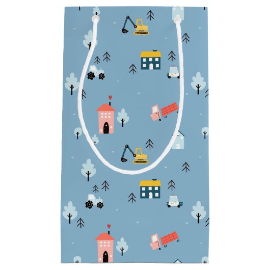Cute Doodle Town Scene Patroon Klein Cadeauzakje (Voorkant)