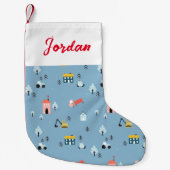 Cute Doodle Town Scene Patroon Kleine Kerstsok (Voorkant)