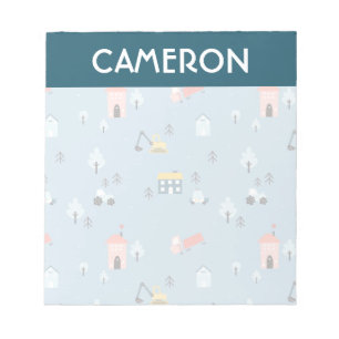 Cute Doodle Town Scene Patroon Notitieblok