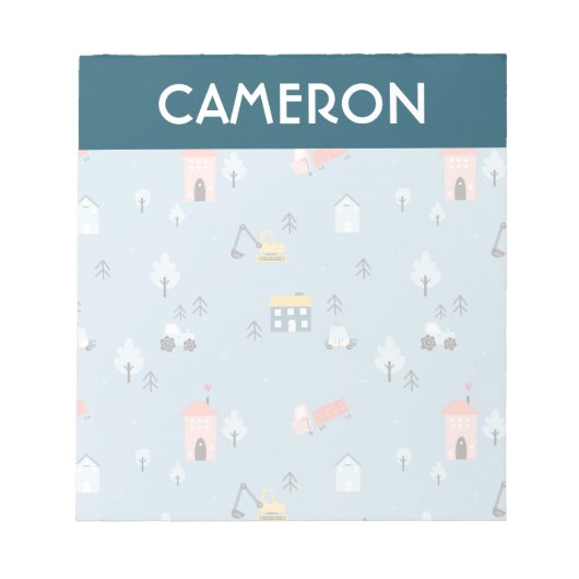 Cute Doodle Town Scene Patroon Notitieblok (Voorkant)