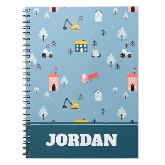 Cute Doodle Town Scene Patroon Notitieboek (Voorkant)