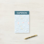 Cute Doodle Town Scene Patroon Post-it® Notes (Op bureau)