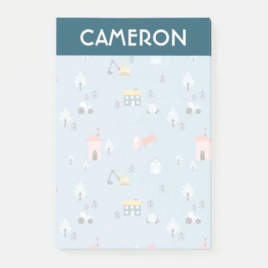 Cute Doodle Town Scene Patroon Post-it® Notes (Voorkant)