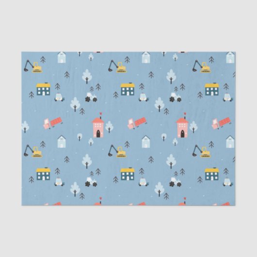 Cute Doodle Town Scene Patroon Tissuepapier (Voorkant)