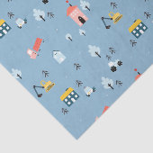 Cute Doodle Town Scene Patroon Tissuepapier (Detail)