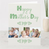 Cute Doodle Typografie 3 Foto Moederdag Kaart (Voorkant)